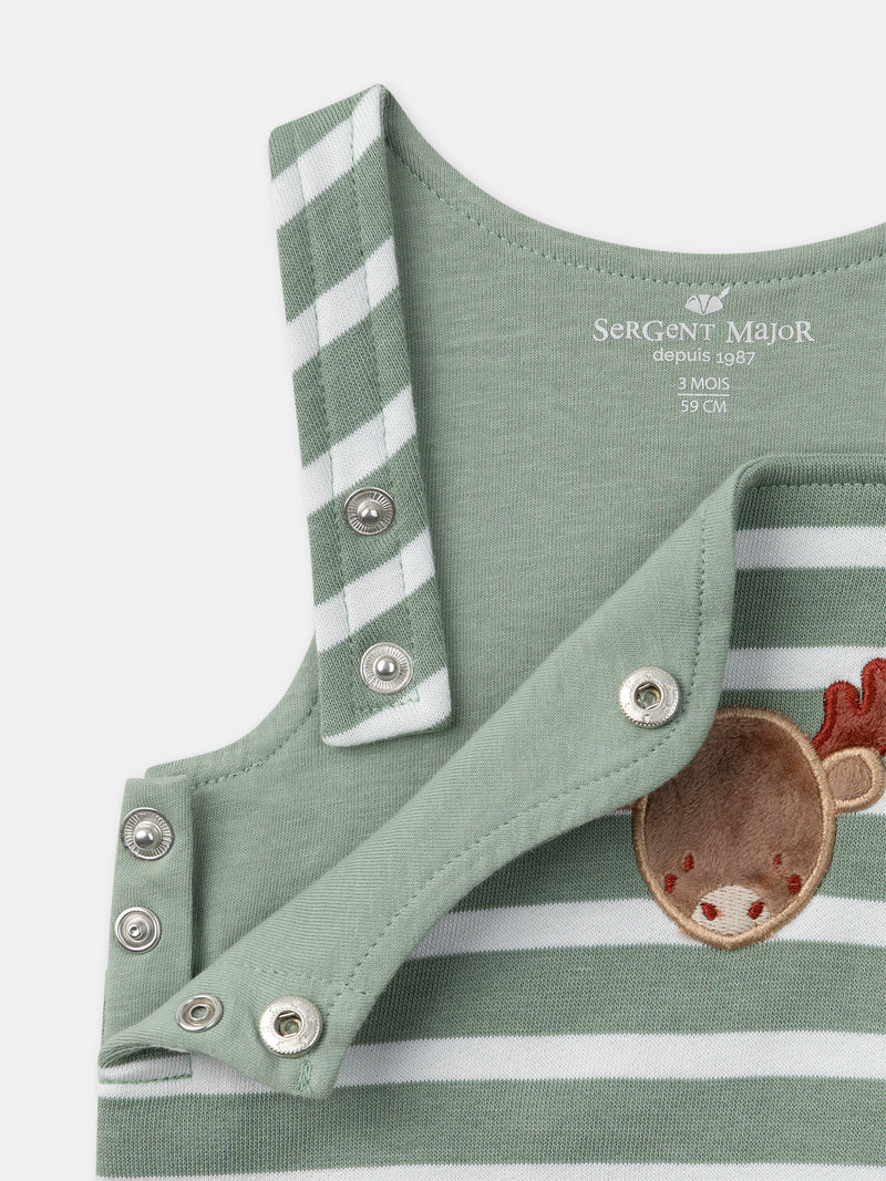 Completo a righe verdi + body + calzini per neonato maschio