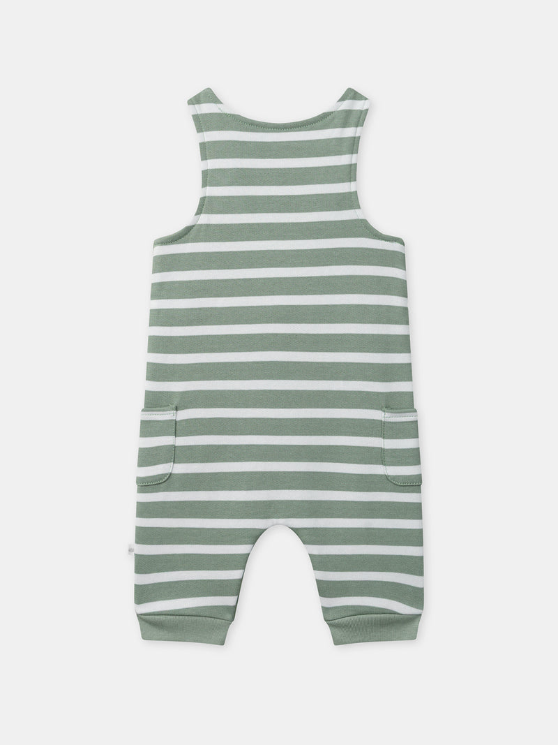 Completo a righe verdi + body + calzini per neonato maschio