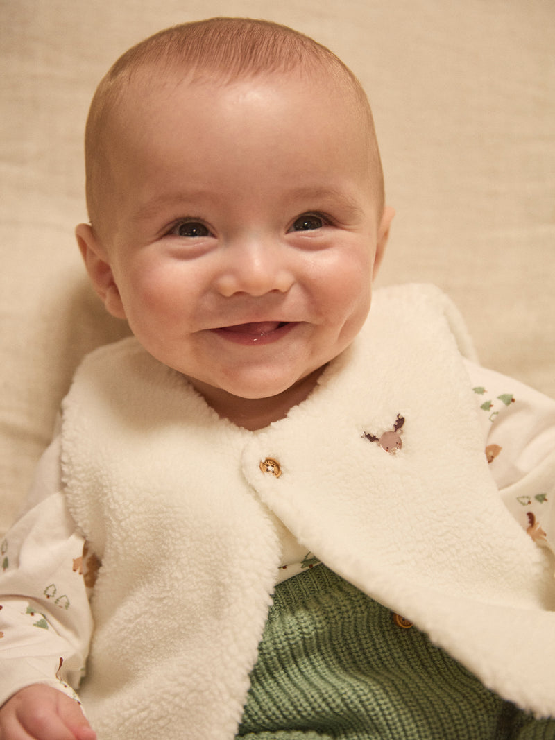 Set con t-shirt stampata + gilet + pantaloni per neonato maschio