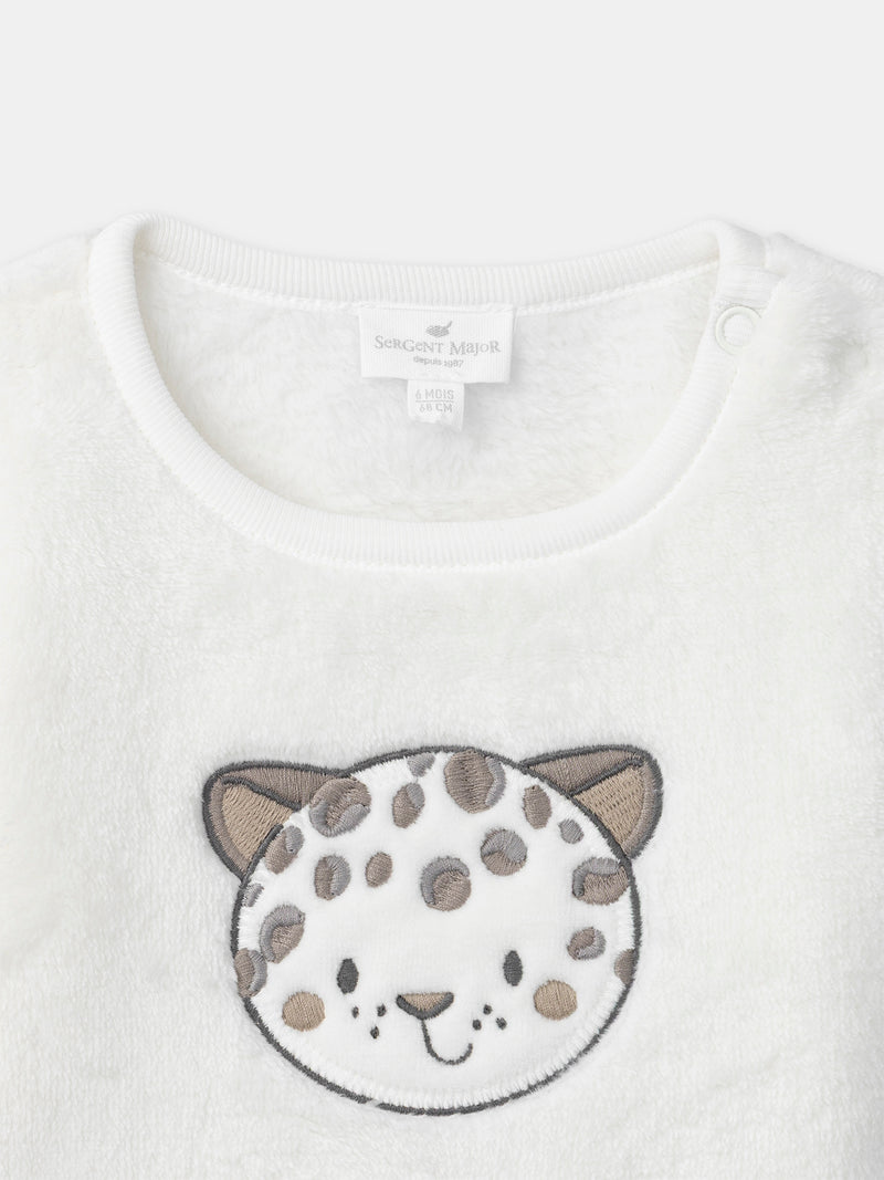 Completo in felpa bianca + pantaloni + calzini Neonato Unisex