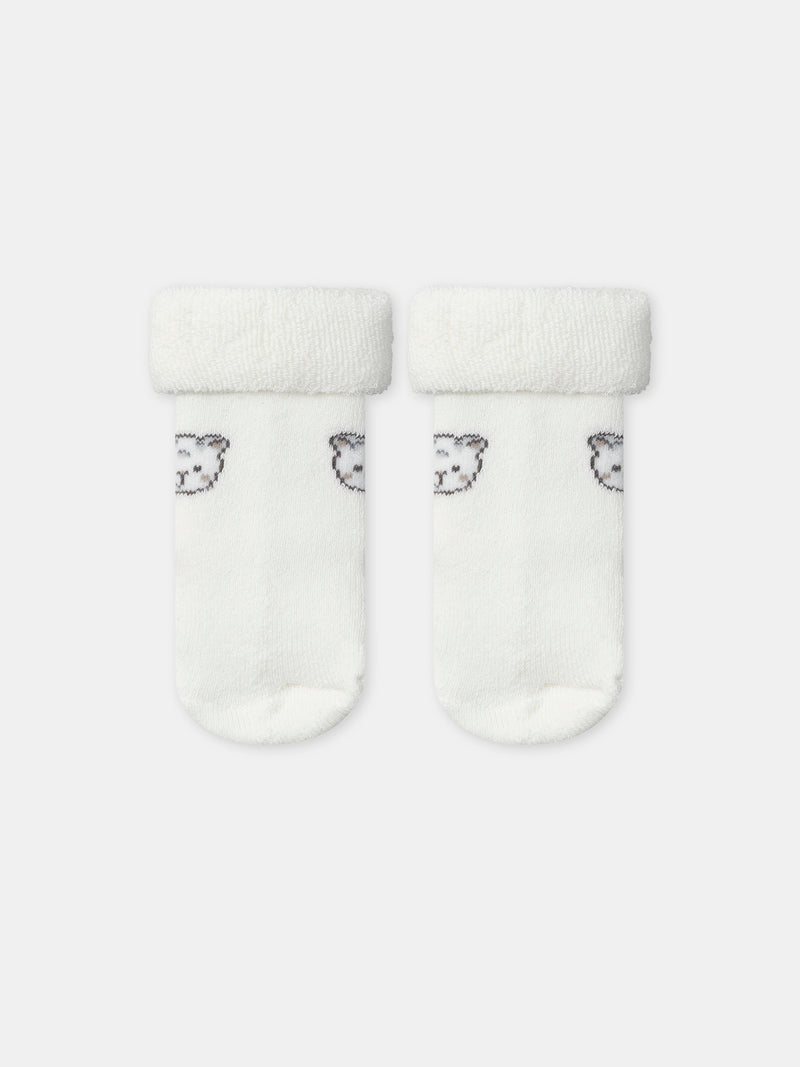 Completo in felpa bianca + pantaloni + calzini Neonato Unisex