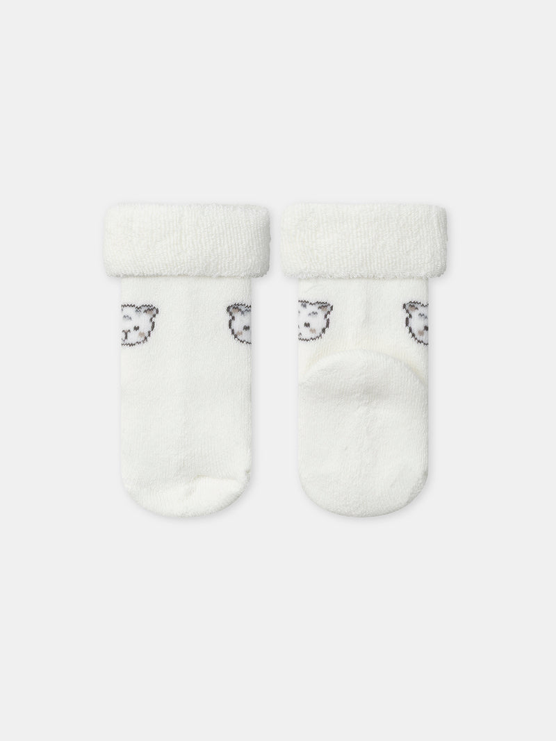 Completo in felpa bianca + pantaloni + calzini Neonato Unisex