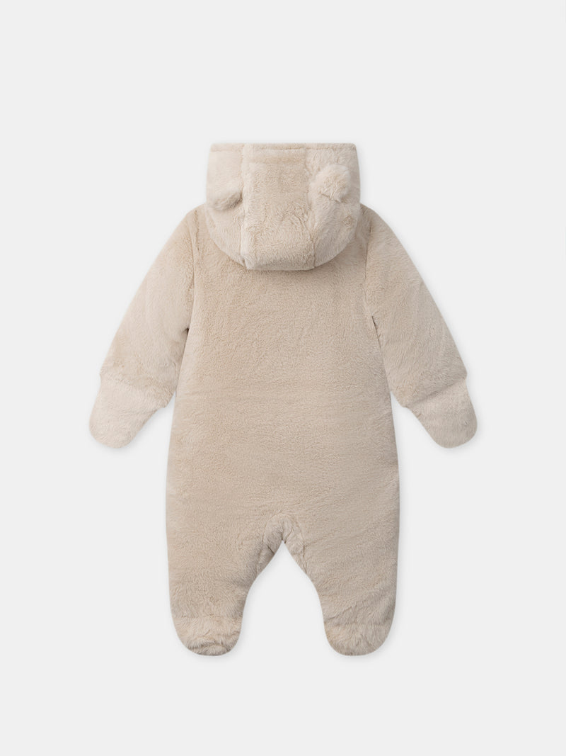 Tuta Pilota Beige in Pelliccia Sintetica per Neonati Unisex