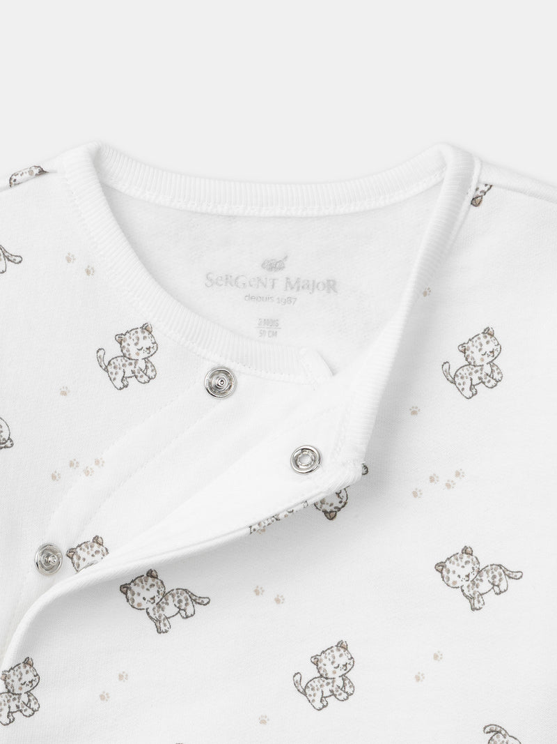 Completo con reggiseno a stampa leopardata + pantaloni + calzini per neonati unisex