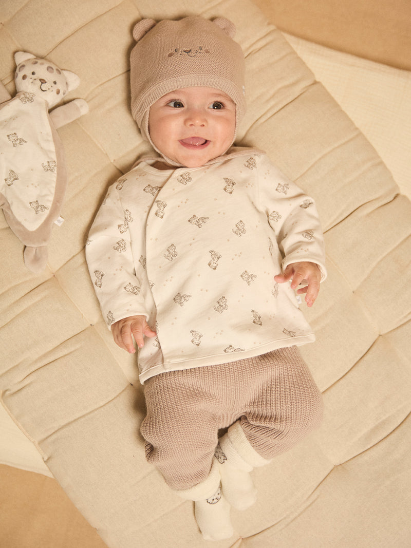 Completo con reggiseno a stampa leopardata + pantaloni + calzini per neonati unisex