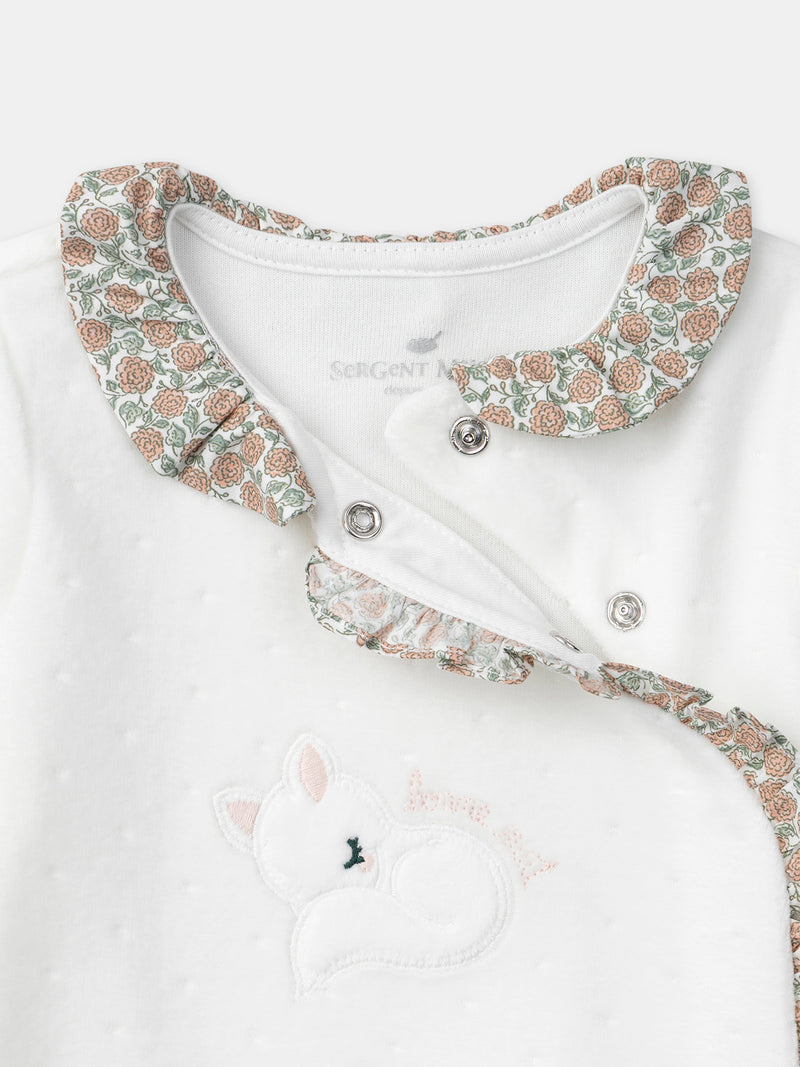 Sacco nanna in velour bianco e floreale per neonata