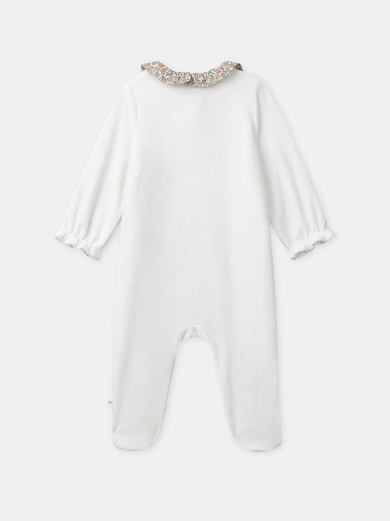 Sacco nanna in velour bianco e floreale per neonata