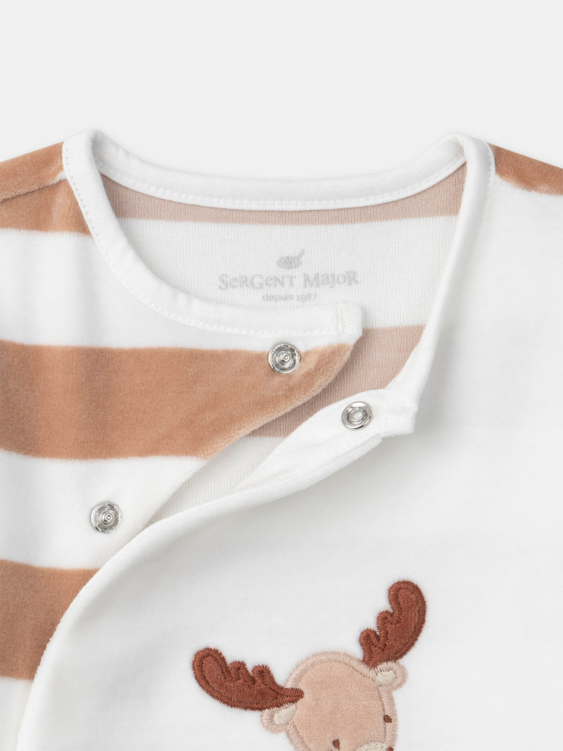 Tutina in velluto a righe marroni per neonati maschi