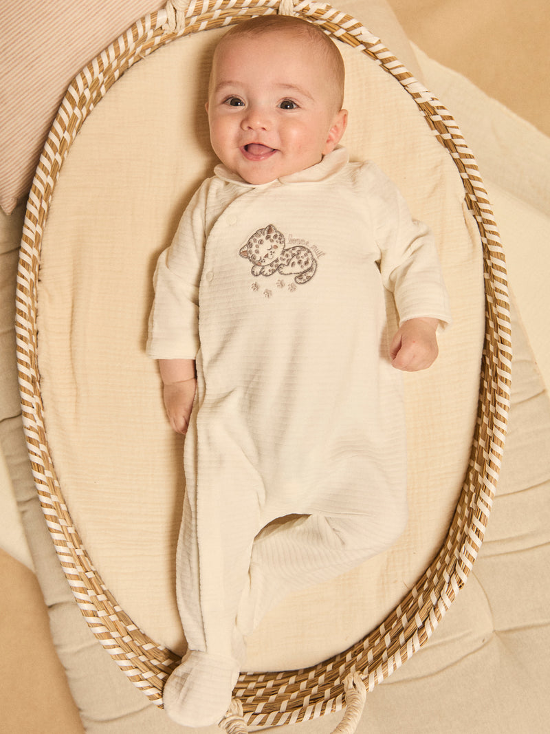 Body Bianco in Velour con Collo Misto