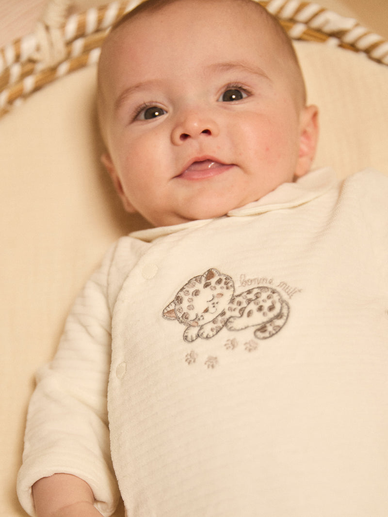 Body Bianco in Velour con Collo Misto