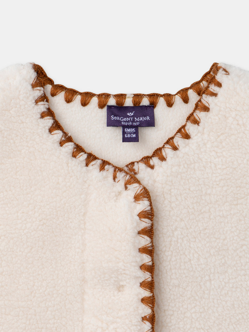 Cardigan écru sans manches Bébé Fille