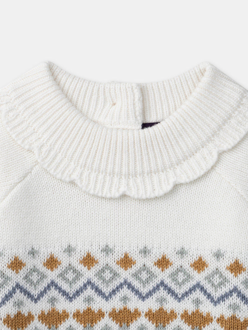Maglione bianco in jacquard per bambina