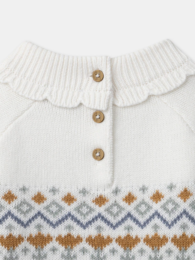 Maglione bianco in jacquard per bambina