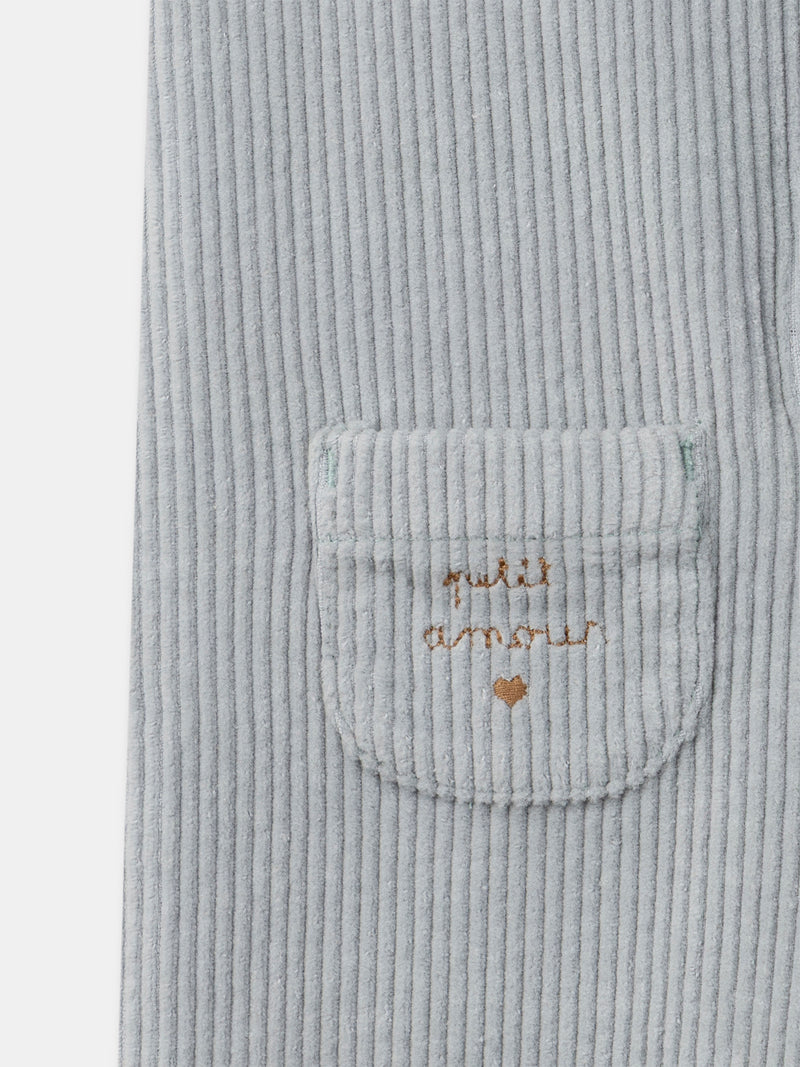 Salopette in velluto blu grigio per Bambina