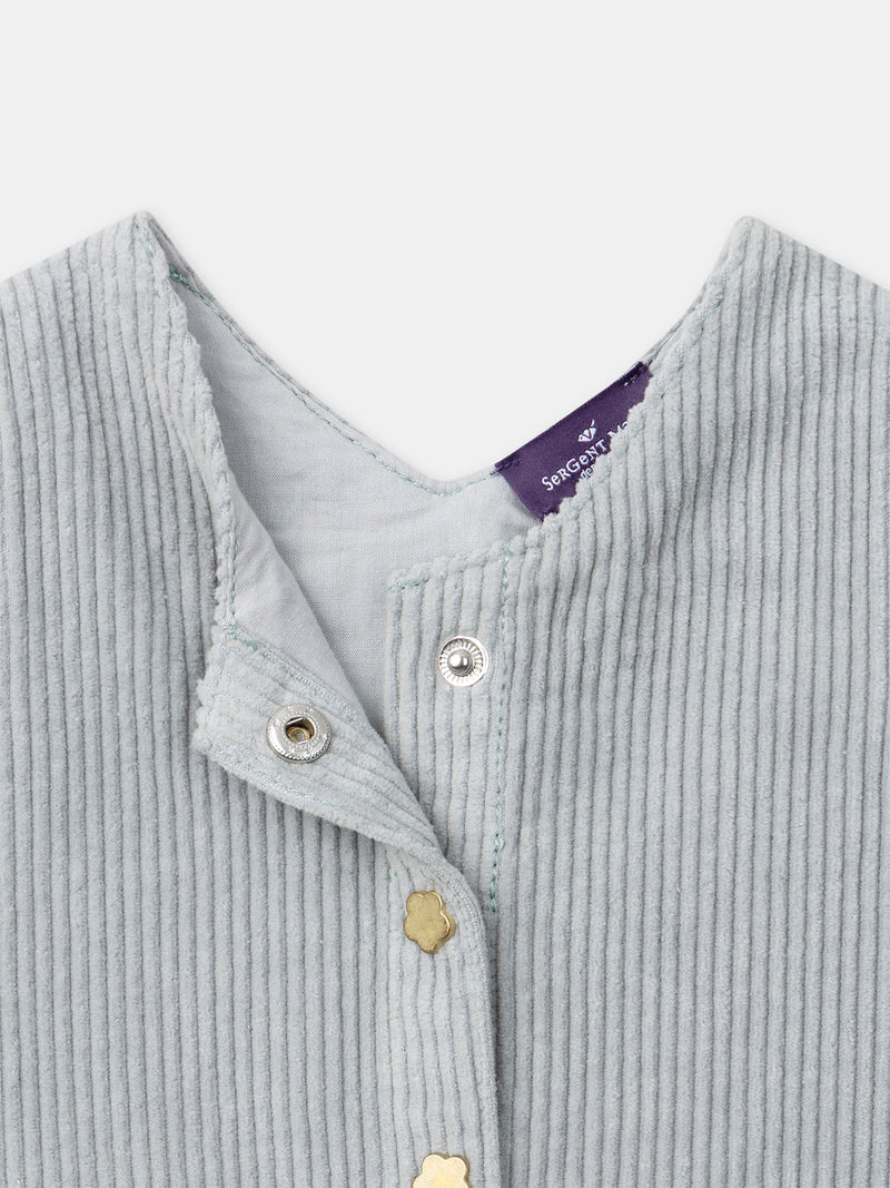 Salopette in velluto blu grigio per Bambina