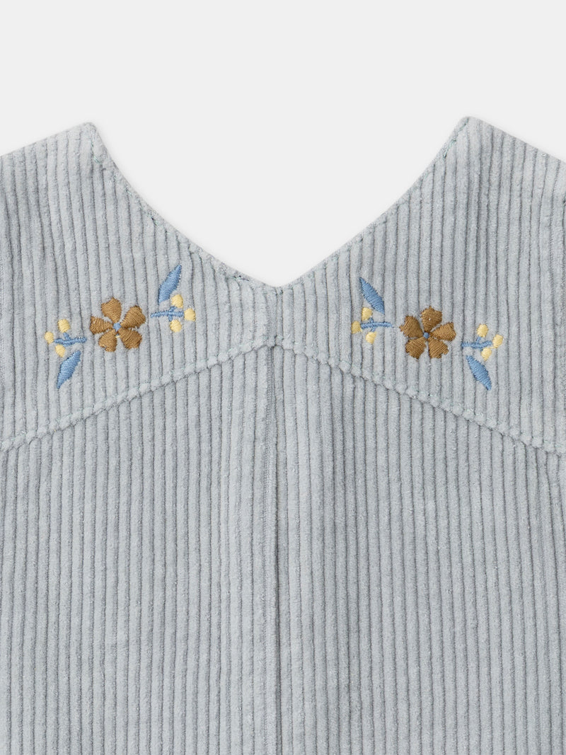 Salopette in velluto blu grigio per Bambina