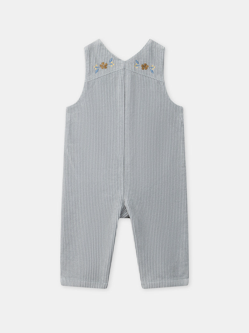 Salopette in velluto blu grigio per Bambina