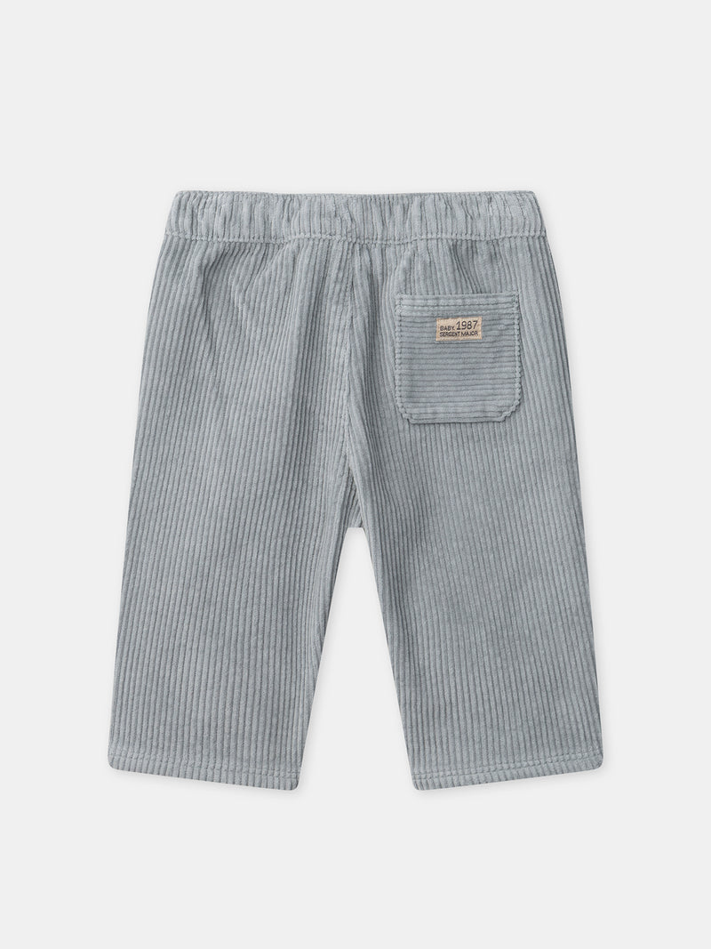 Pantalon bleu grisé en velours Bébé Garçon