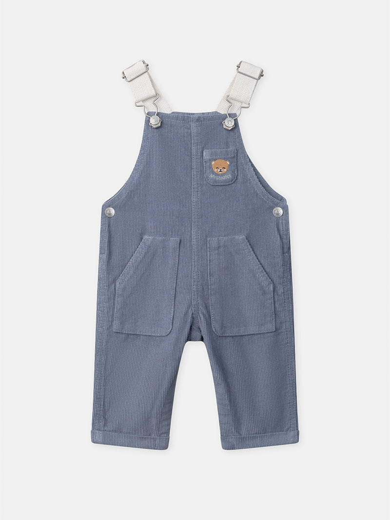 Salopette blu-grigia in velluto per bambino