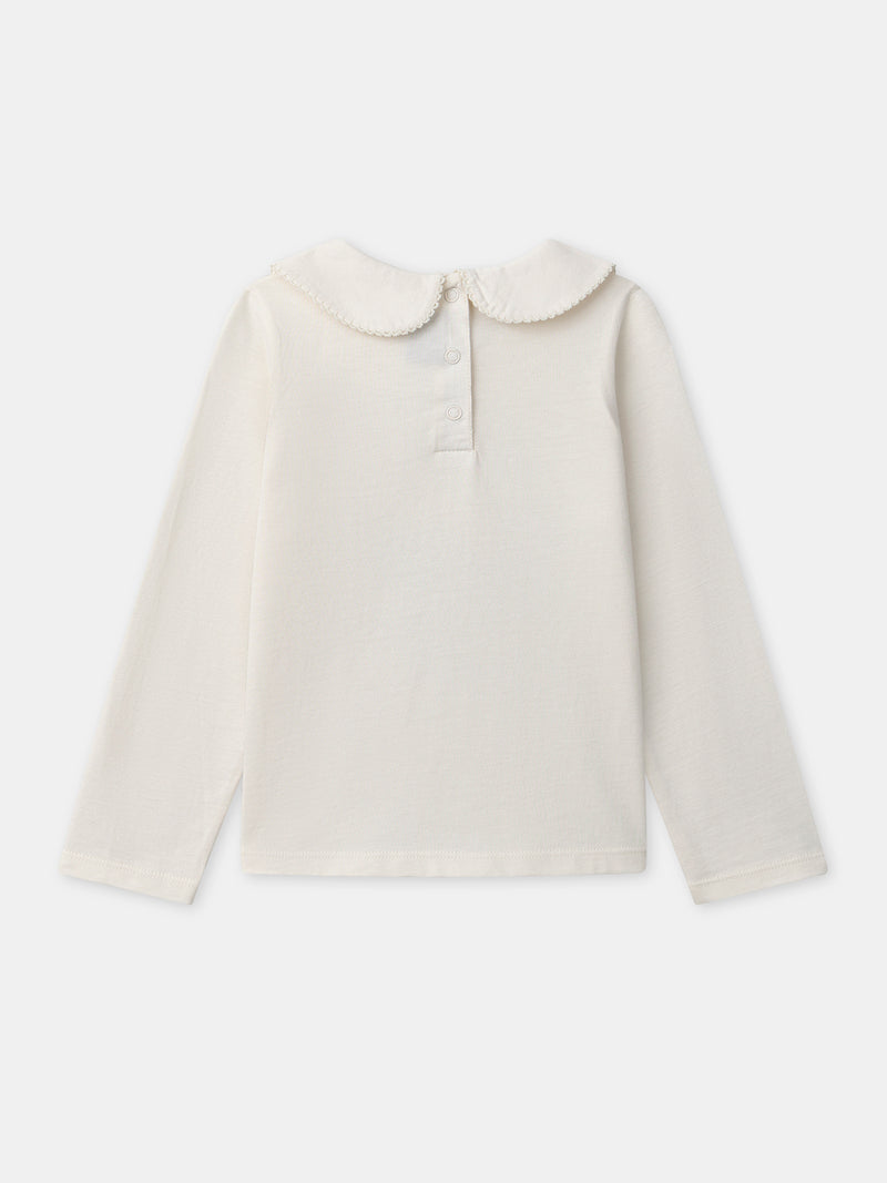 T-shirt a manica lunga avorio con stampa di scoiattolo per ragazze