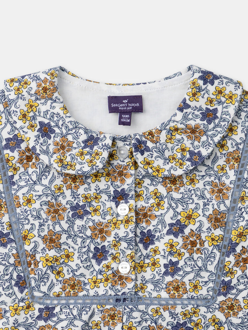 Blusa per ragazze con colletto alla Peter Pan e stampa floreale