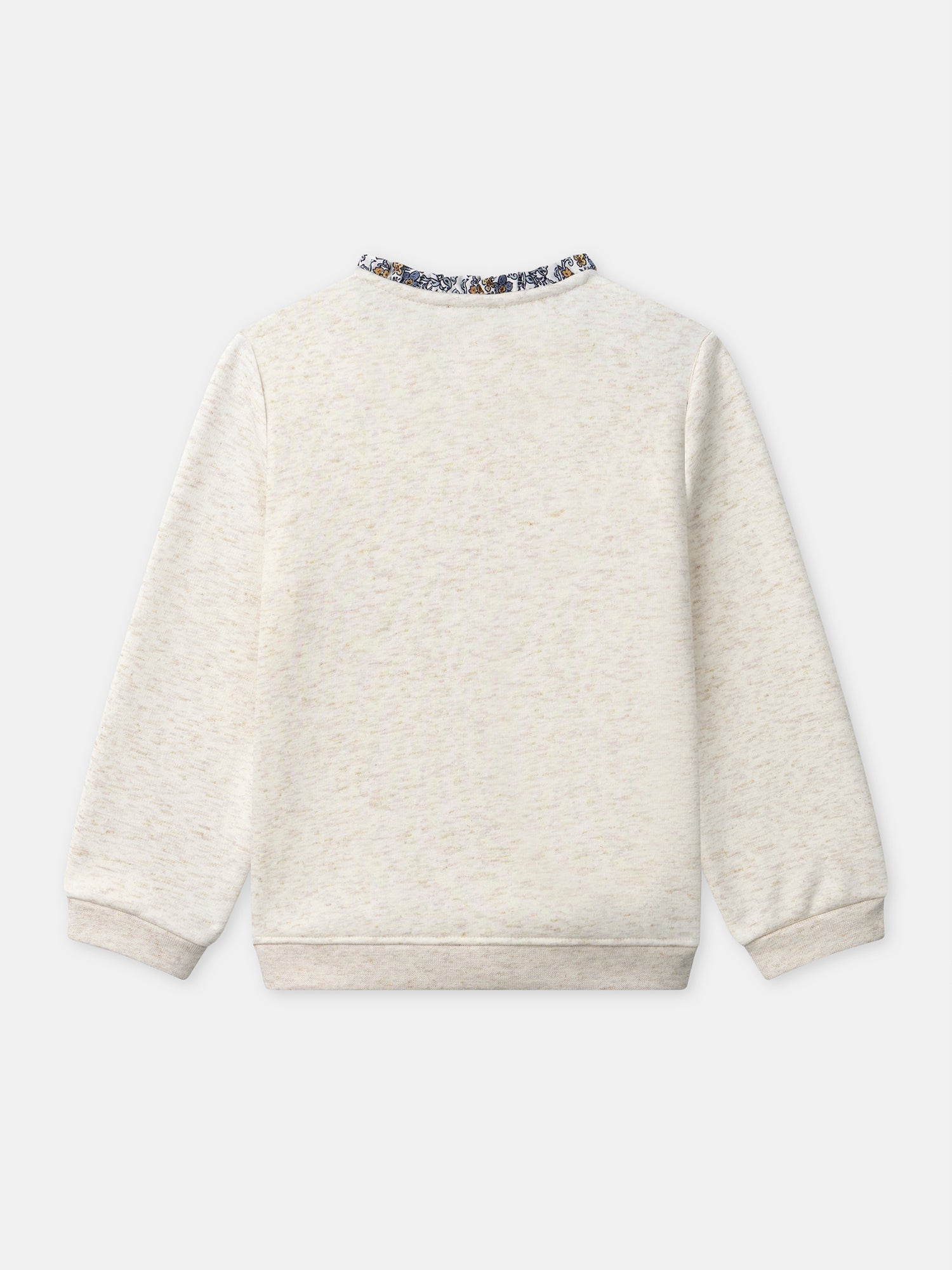"Felpa ecru con ricamo ""Jolie Fleur"" per ragazze"