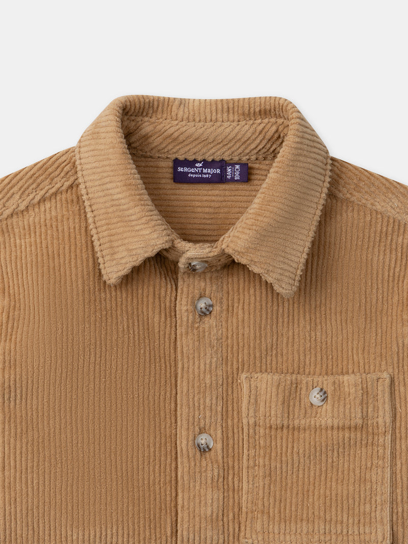 Camicia marrone in velluto per ragazzi