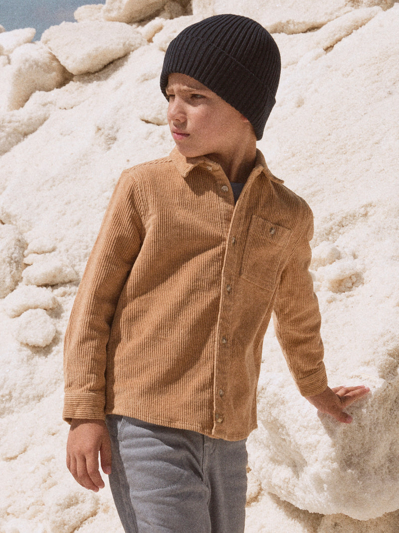 Camicia marrone in velluto per ragazzi