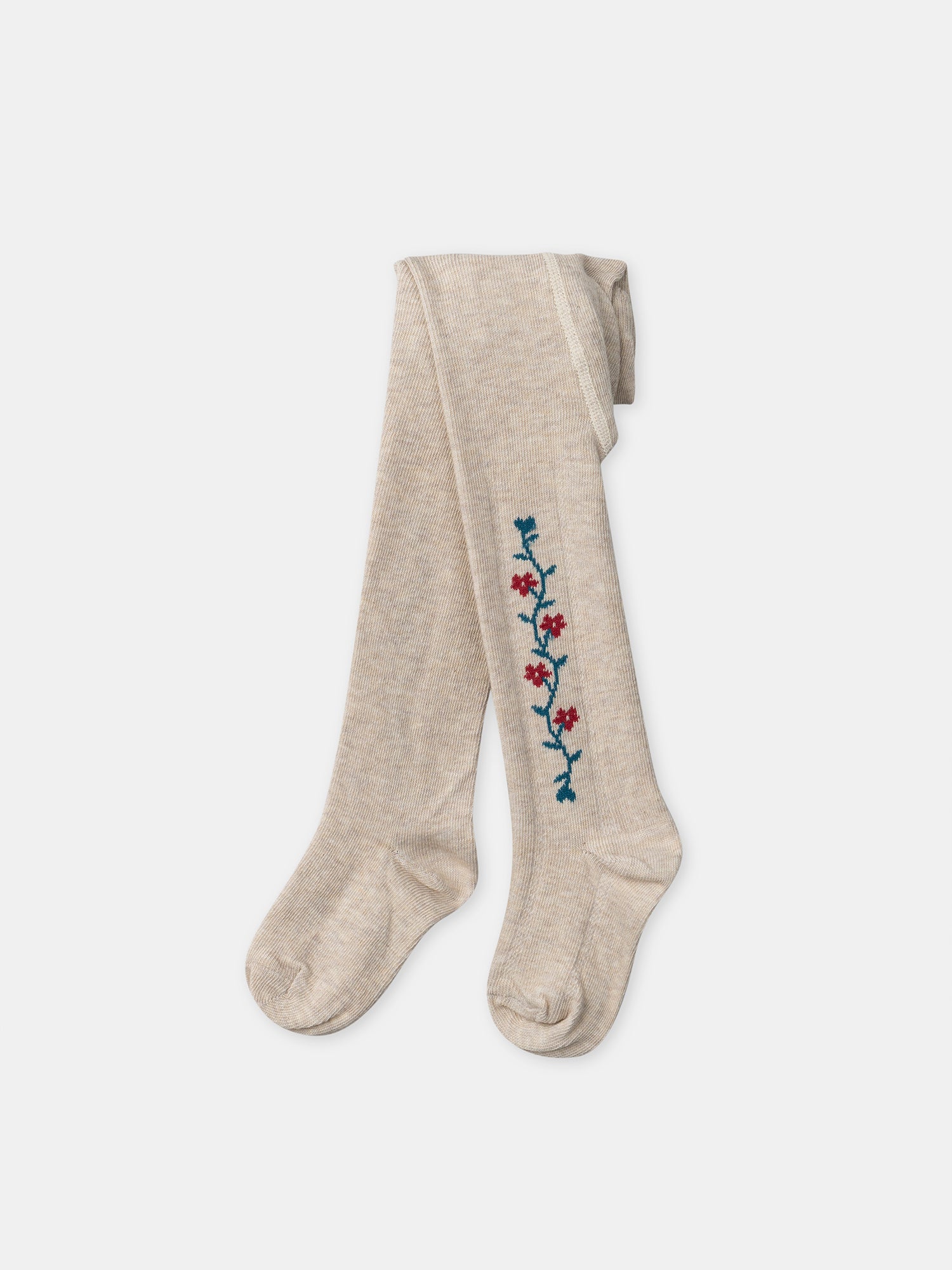 Collant beige à motifs fleurs Bébé Fille