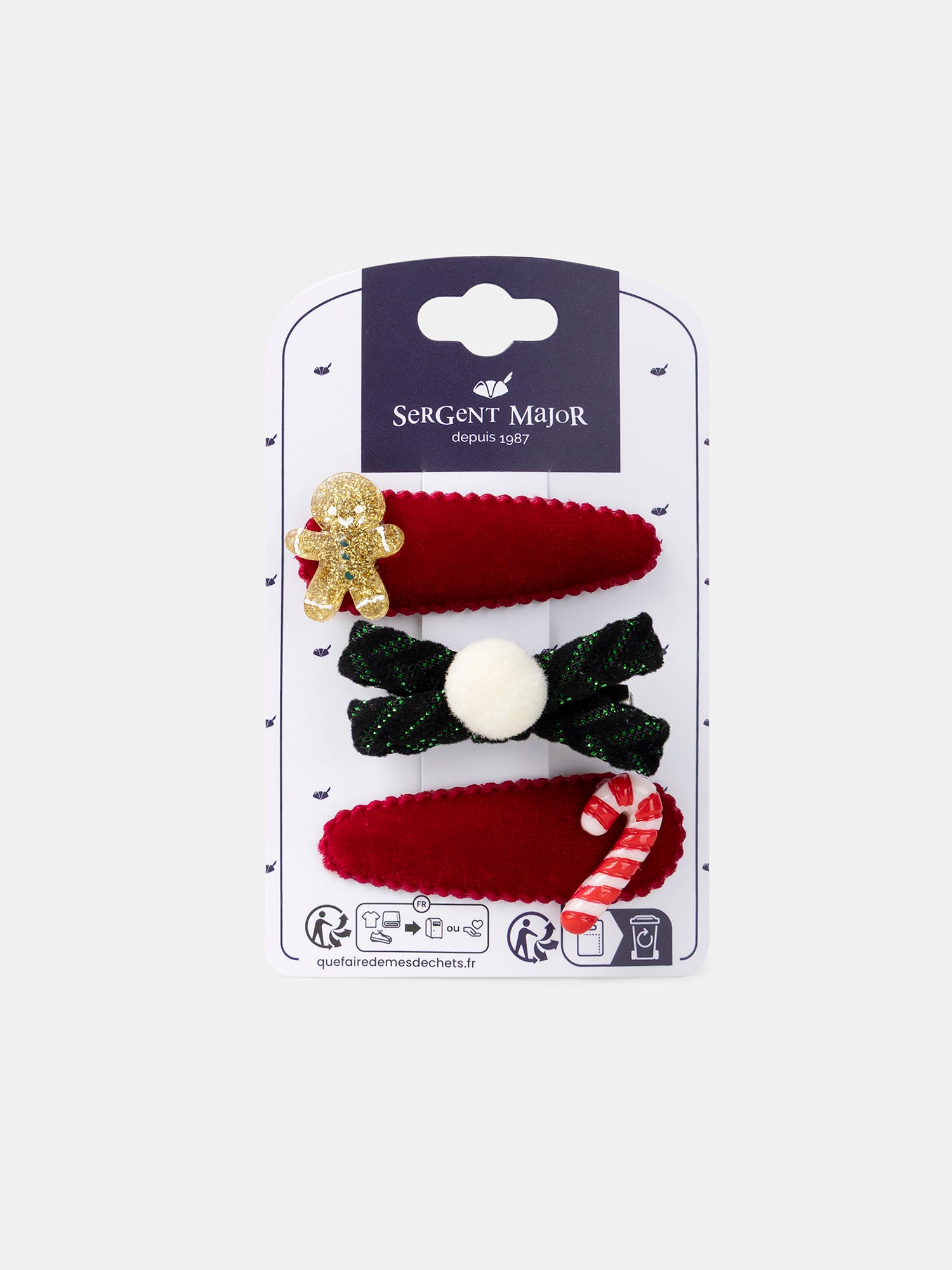 3 Clips Natalizi Rossi e Verdi per Ragazze