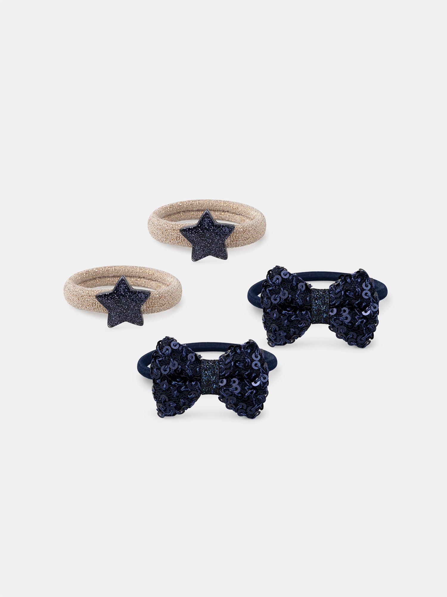 4 elastici blu con nodi e stelle per ragazze