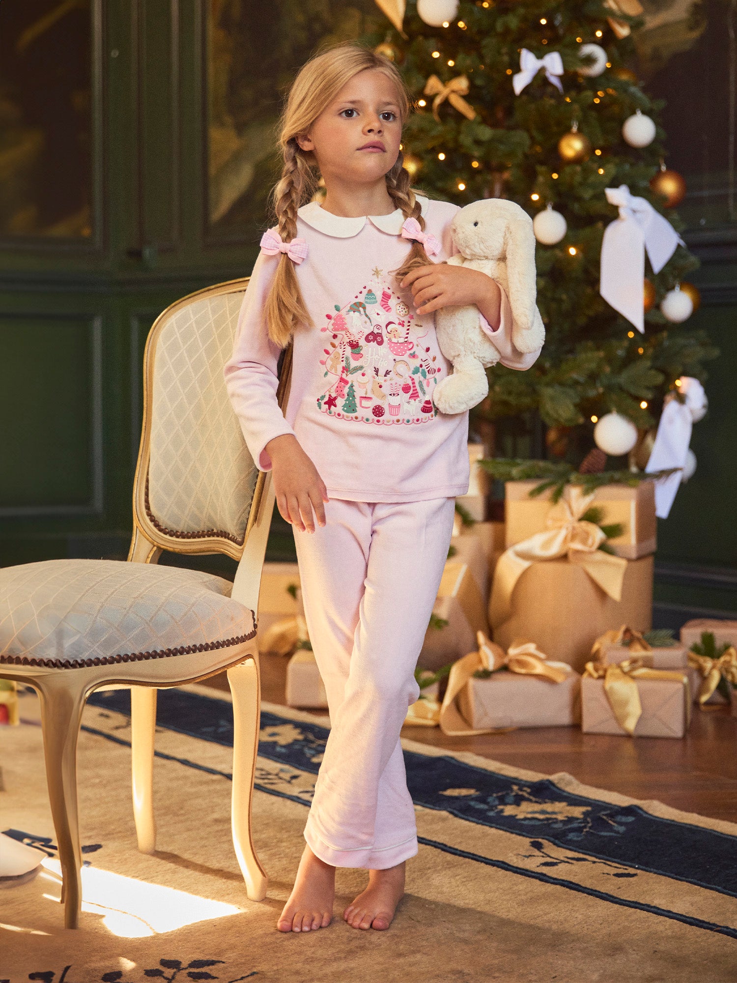 Pyjama rose en velours Fille