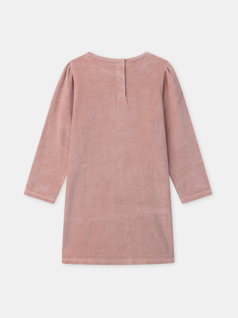 Camicia da notte rosa in velluto stampata con volpi e frange per ragazze