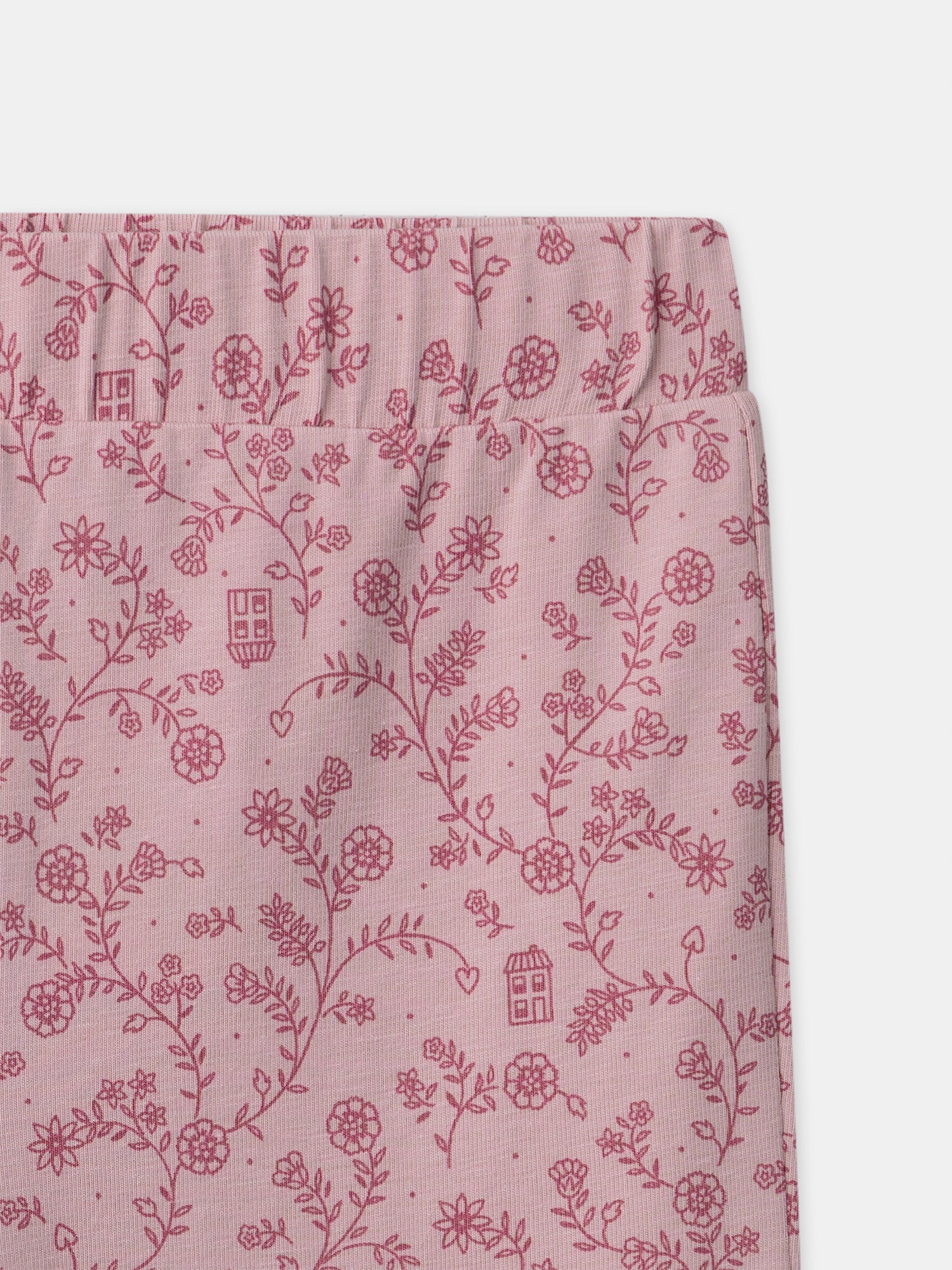 Pigiama rosa scuro in velluto con stampa floreale per ragazze