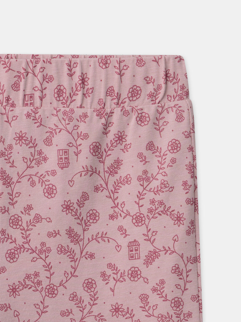Pigiama in velluto rosa scuro con stampa floreale per ragazze