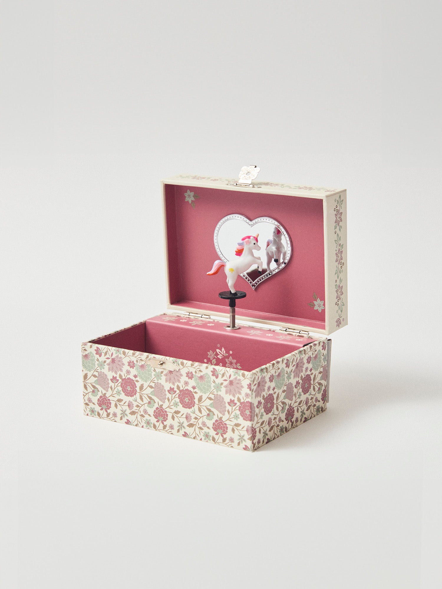 Scatola musicale unicorno con stampa floreale