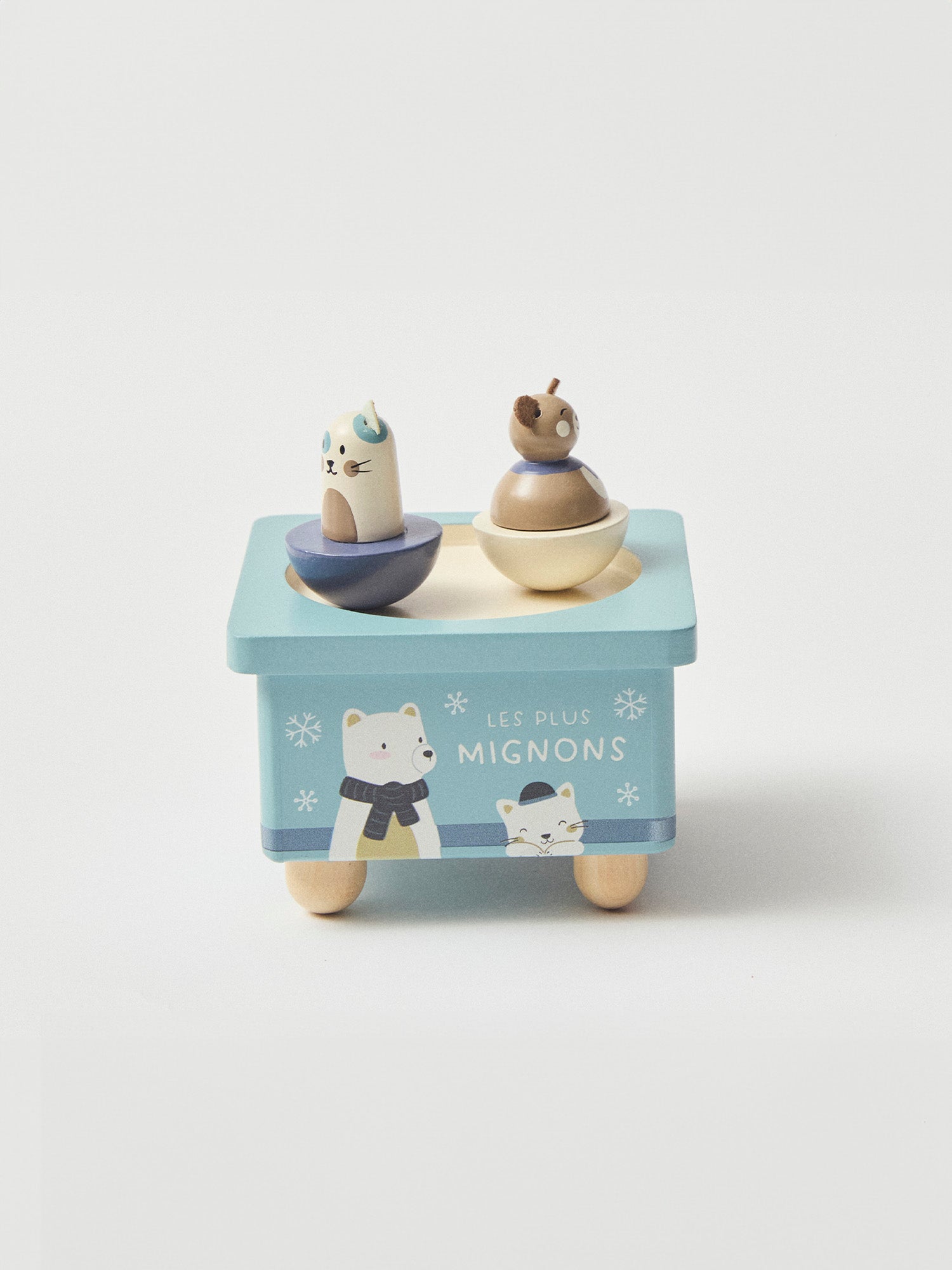 Scatola musicale blu con stampa di animali