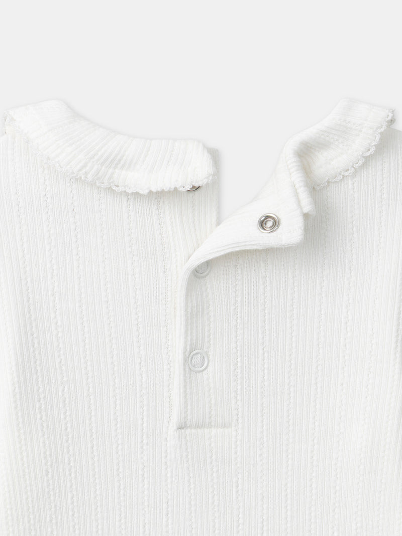 Set floreale + body ecru + calzini con nastro Nascita Bambina