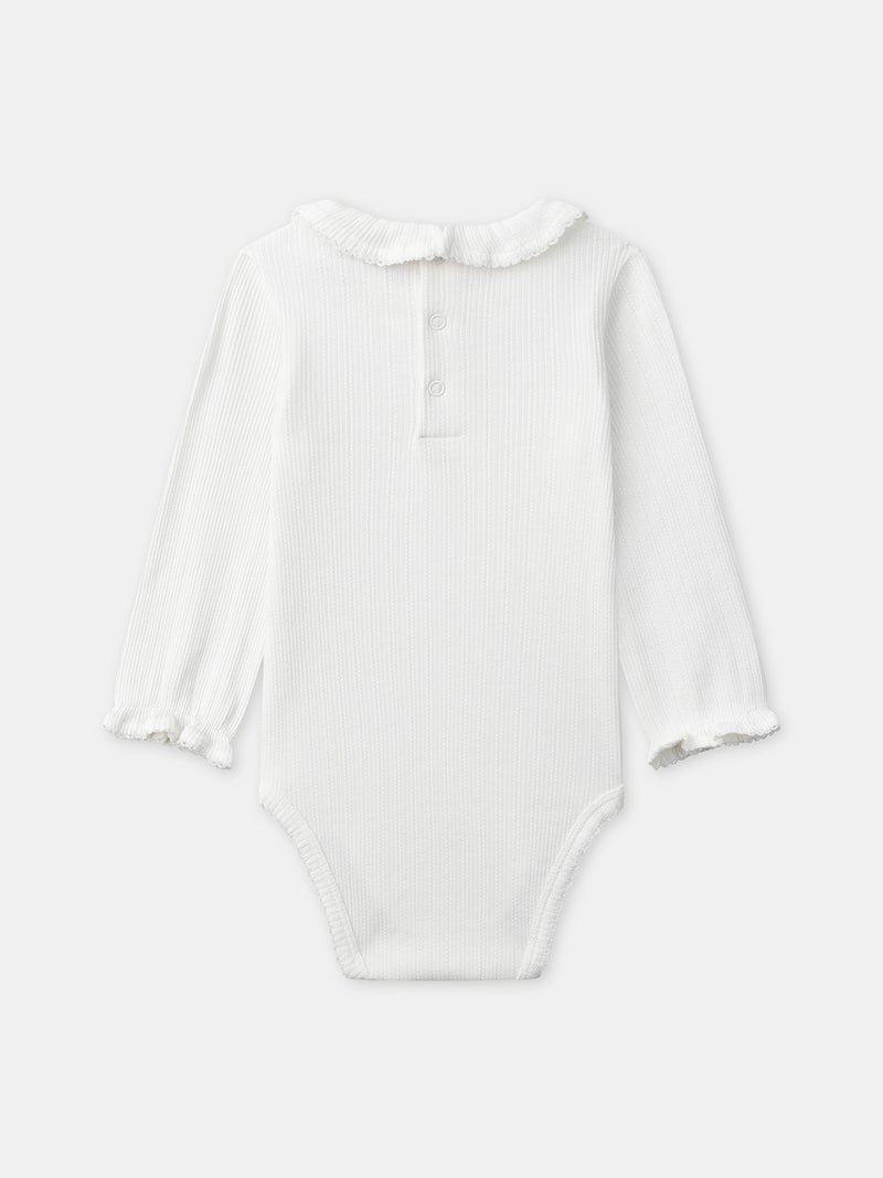Set floreale + body ecru + calzini con nastro Nascita Bambina