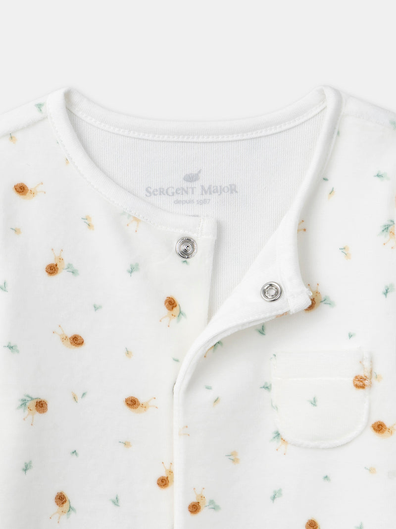 Tutina ecru con stampa di lumache per neonati Unisex