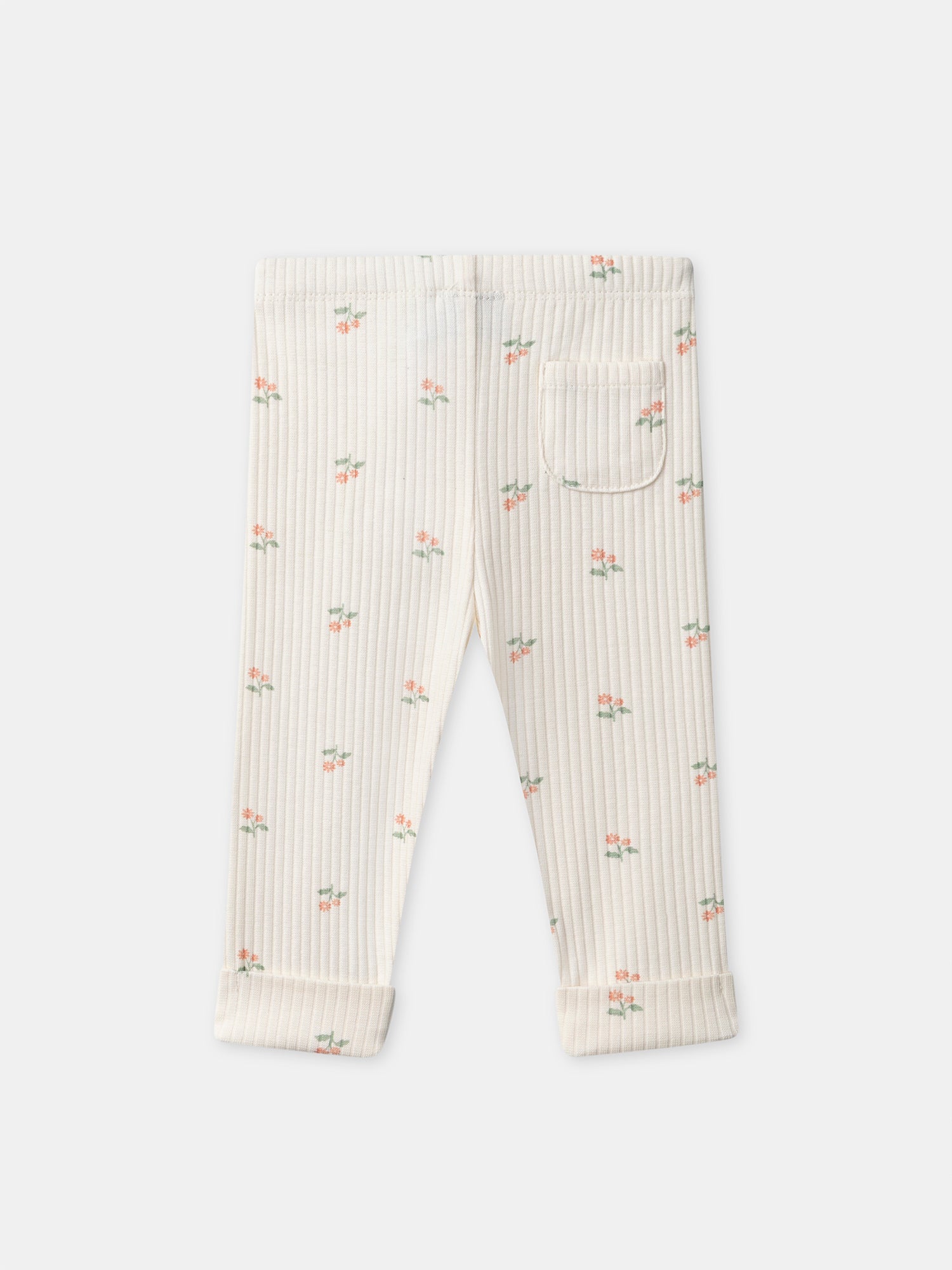 Leggings avorio con stampa floreale per bambina