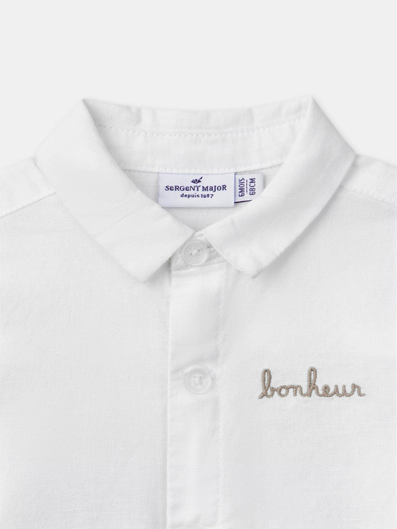 Camicia Ecru con Maniche Arrotolabili Bambino