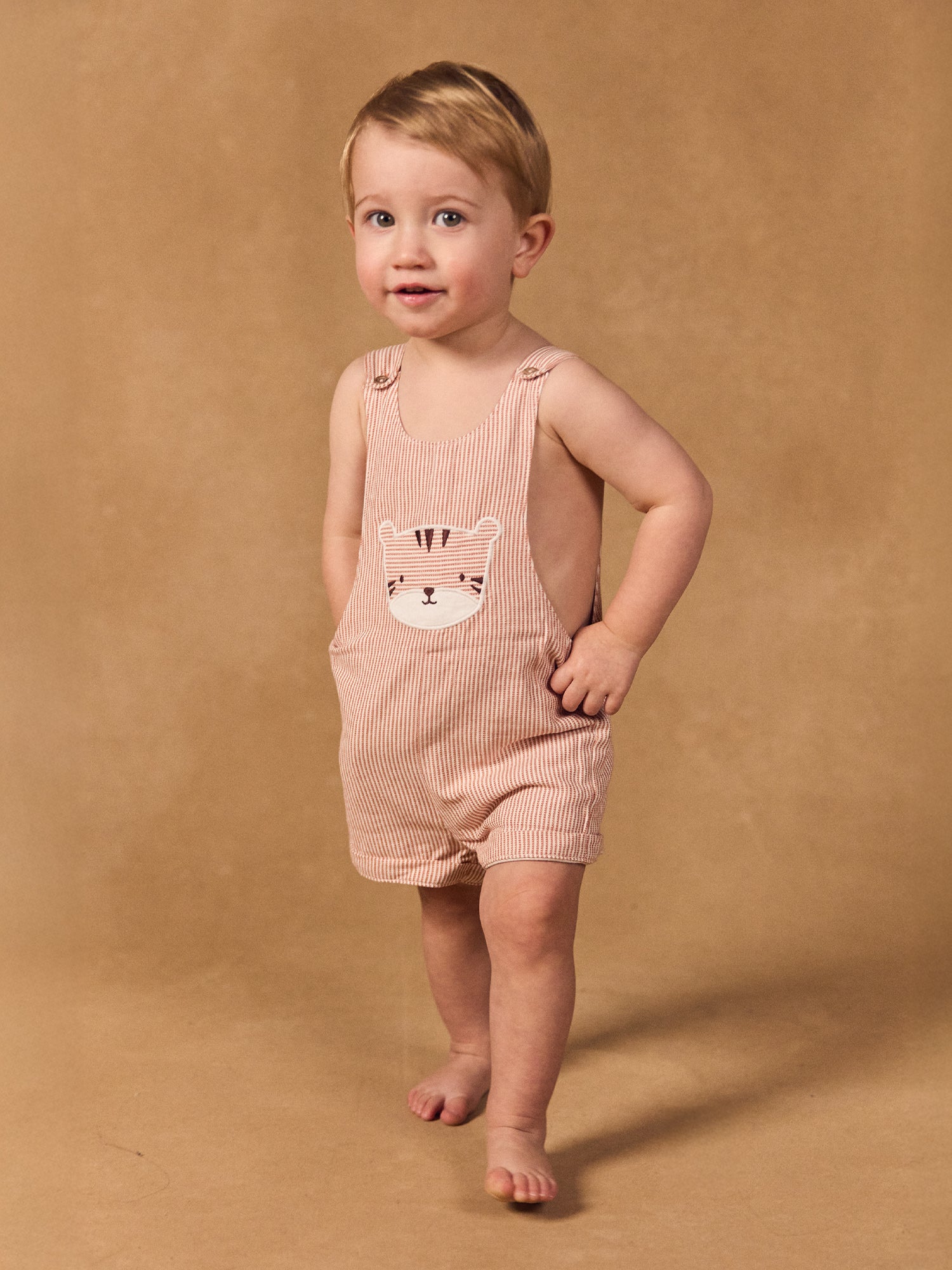 Salopette Corta a Righe Bambino