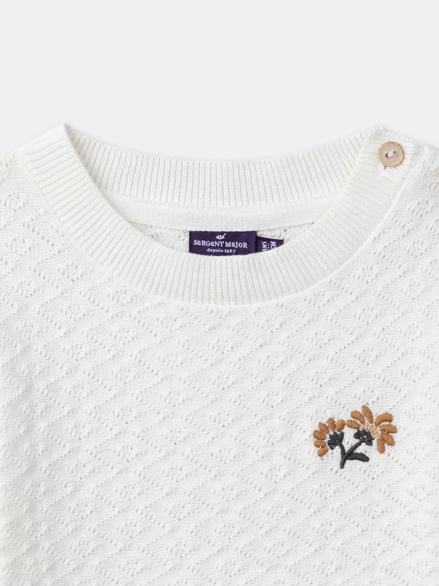 T-shirt in maglia Ecru per ragazze