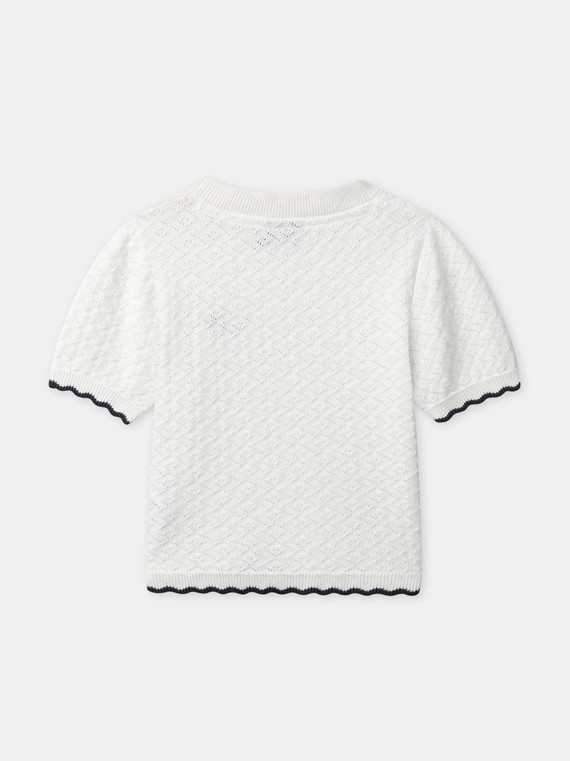 T-shirt in maglia Ecru per ragazze