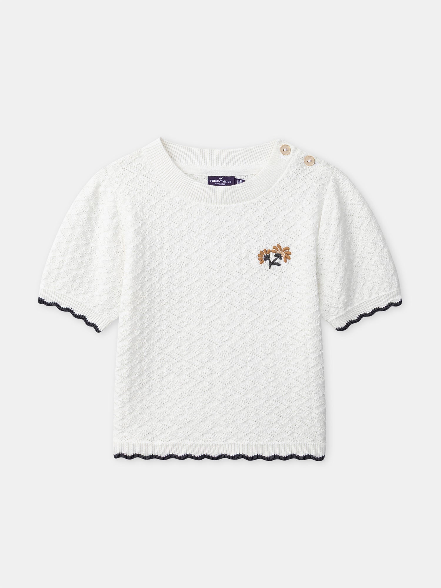 T-shirt in maglia Ecru per ragazze