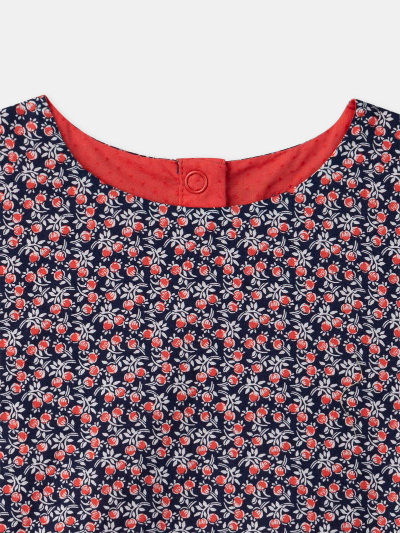 Abito Reversibile Rosso o con Stampa Floreale per Bambina