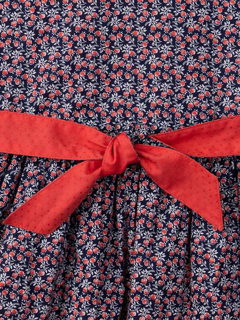 Abito Reversibile Rosso o con Stampa Floreale per Bambina