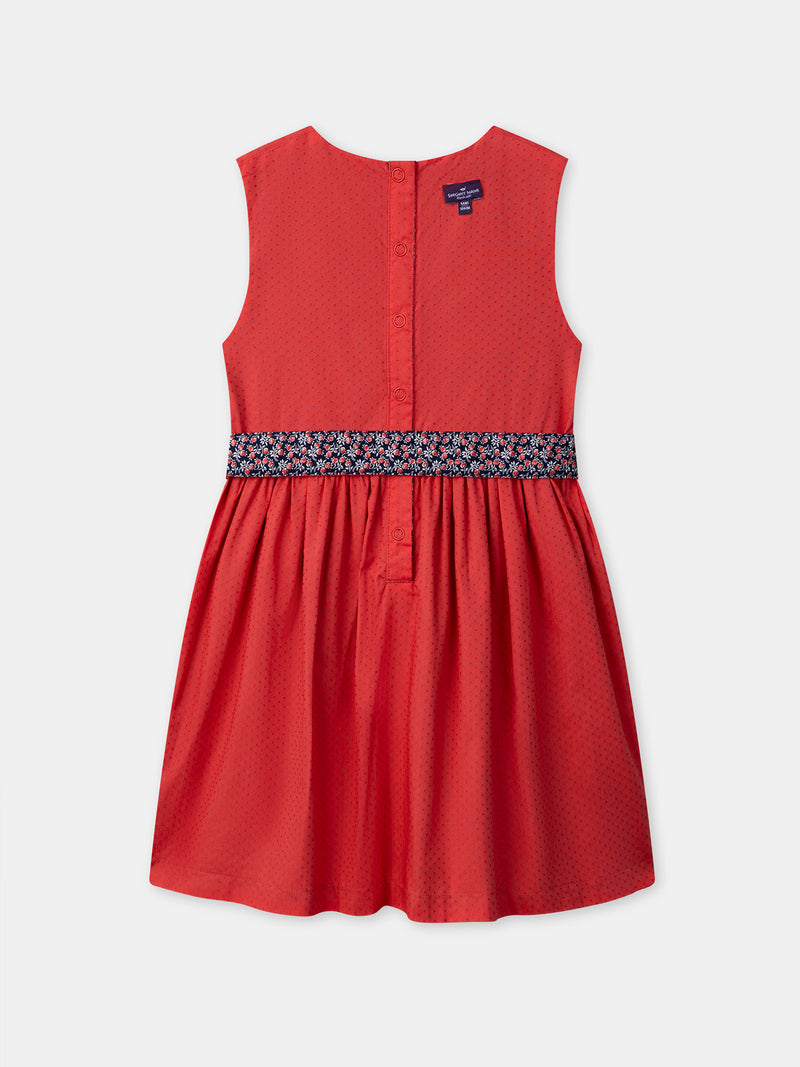 Abito Reversibile Rosso o con Stampa Floreale per Bambina