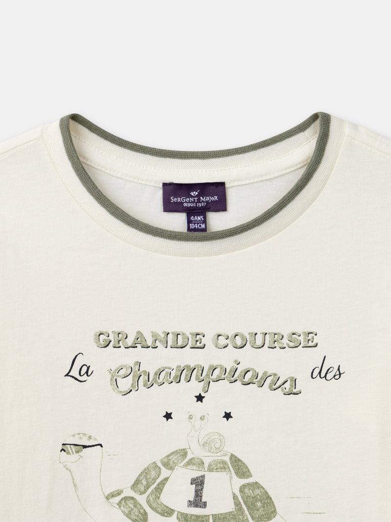 T-shirt écru à manches longues Garçon